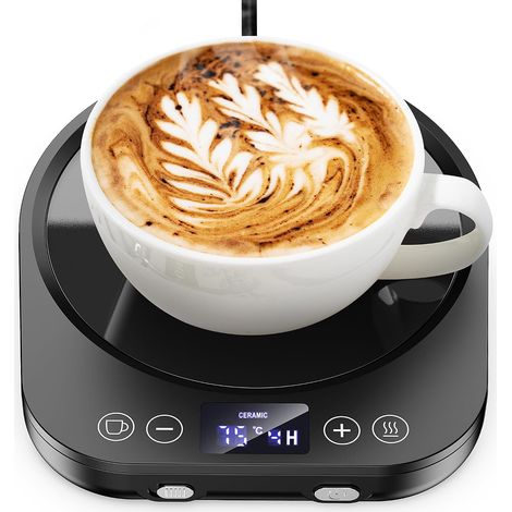Scaldatazze elettrico aggiornato, con 3 impostazioni di temperatura e spegnimento automatico (1-9 ore), ideale per caffè, tè, cioccolata calda e latte. Da posizionare su una scrivania. (1/5)