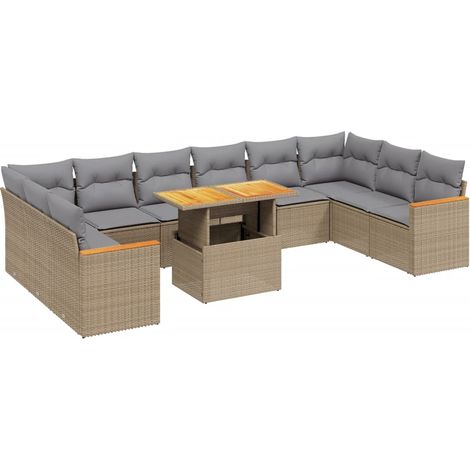 Maison Exclusive - Set de sofás de jardín 11pzas con cojines ratá (1/5)