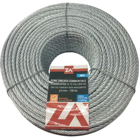 FUNE METALLICA IN ACCIAIO INOX AISI 316 49 FILI - ø mm.4,0xmt.50
