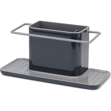 Ablage für Spülbecken, Aufbewahrung für Küche und Bad, Organizer für Seife und Geschirrtücher, 30 x 13 x 14 cm (grau) (1/4)