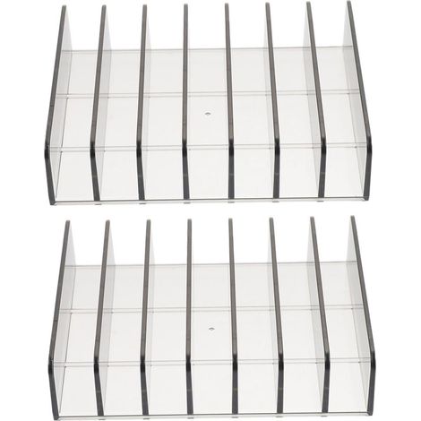 Organisateur de maquillage, porte-ombres à paupières, 2 pcs, grande boîte de rangement en plastique gris semi-gris avec 7 compartiments (1/5)