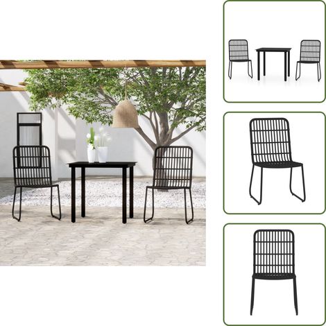 Arredamento da esterno - vidaXL Set da Pranzo da Giardino 3 pz Nero - Tavolo in vetro