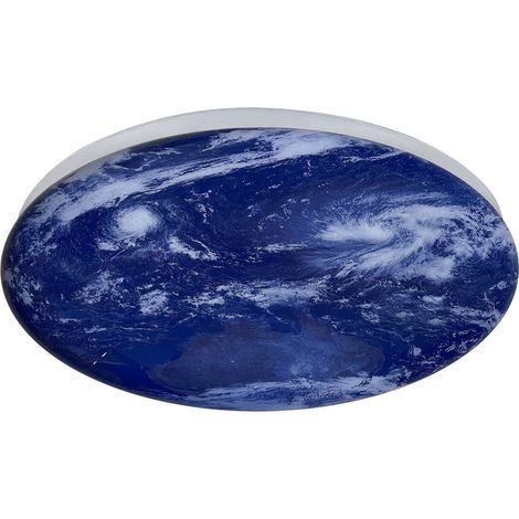 Lámpara de techo decorativa moderna, azul marino y blanco, tipo planeta, redonda, Ø33cm, color neutro, LED, 18W, TIERRA Light Prestige