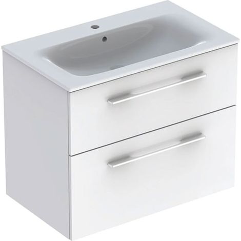 Geberit Selnova Square - Mobile sottolavabo 64x79x48 cm, con lavabo, 2 cassetti, bianco lucido 501.240.00.1 (1/5)