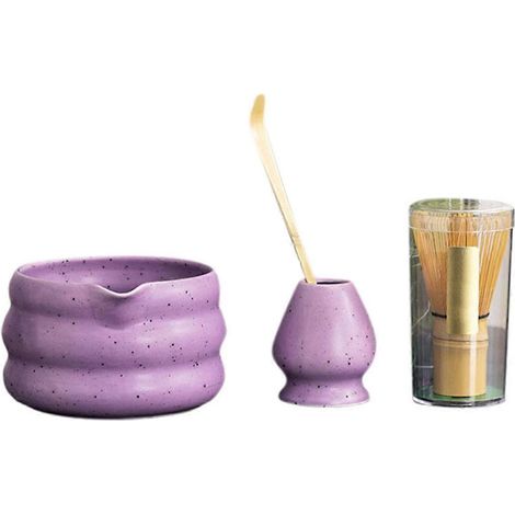 4-teiliges japanisches Matcha-Set: Matcha-Schale mit Ausguss, Teezubereitungswerkzeug und Matcha-Ständer. (1/5)