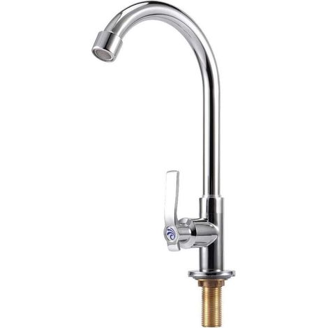 Qmee G/2in Filetage mâle évier de cuisine en alliage de zinc Robinet évier pour salle à manger domestique, argent, avec pulvérisateur escamotable, robinet monocommande pour évier Touch (1/5)