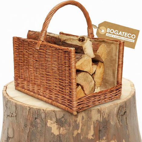 BOGATECO Panier Cheminée Osier Large 51x51 cm avec Jute Naturel (1/5)