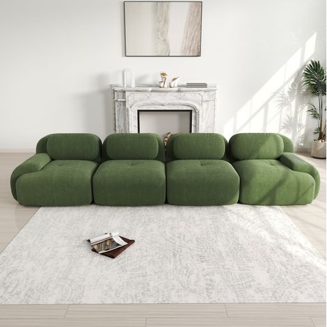 Ecksofa modular aus Cordstoff Grün, rahmenlos, montagefrei, mit 32D-Hochdichteschaum (1/5)