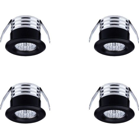 ZVD-Set de 4 mini focos LED empotrables, 3 W, luz neutra negra (1/3)