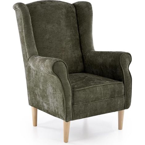 Sillón Houston 1929, Verde, 110x80x80cm, Tapiz, Patas: Madera, 0