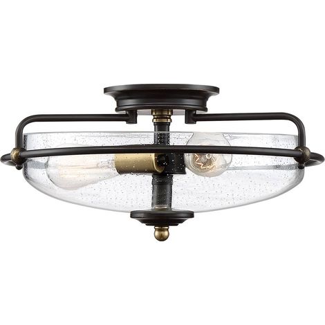 Elstead Quoizel Griffin Ciotola Plafoniera semi-incasso Bronzo palladiano con accenti in ottone stagionato (1/5)