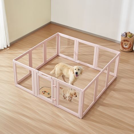VEVOR Wurfkiste für Welpen, 1540x1500x600 mm, Welpenlaufstall, mit transparenten Fenstern und Schloss, pinken Rahmen, Hundelaufstall, Tierauslauf, Hunde Wurfbox für extra große Hunde (1/5)