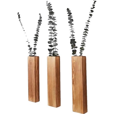 Jardinières murales, vases en bois suspendus, décoration intérieure moderne, Kaki Foncé (1/2)