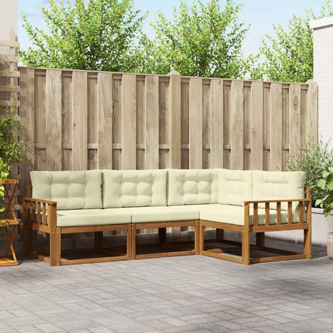 Outdoor-Sofagarnitur mit Kissen 4 pcs Natur und Creme (1/5)