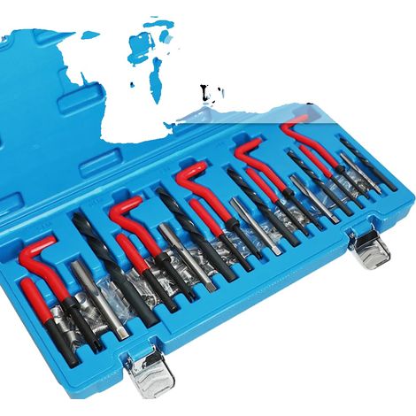 Kit de herramientas para reparación de roscas, 131 piezas, incluye insertos de M5 a M12, acero de alta resistencia, brocas y herramientas de instalación. (1/5)