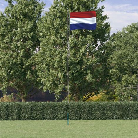 vidaXL Drapeau des Pays-Bas et mât 6,08 m Aluminium