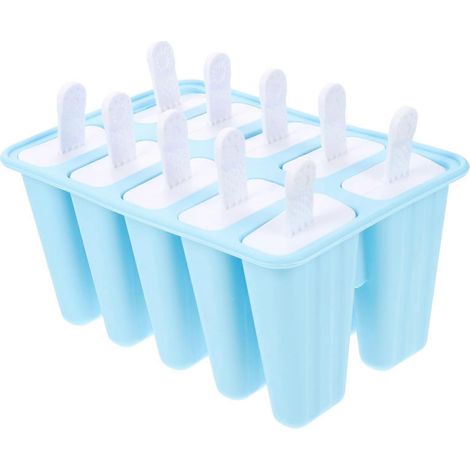 Moule à glace en silicone à 10 compartiments avec joint d'étanchéité étanche, idéal pour la confection maison de crèmes glacées et de desserts glacés réutilisables. (1/5)