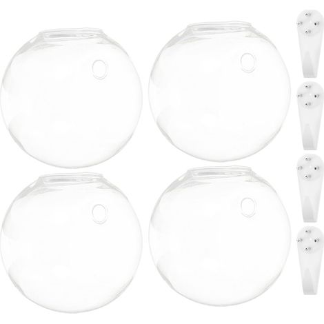 4 pièces Lot de Pots Muraux Verre Transparent pour Plantes Hydroponiques Vases Suspendus Décoratifs et Peu Encombrants pour Intérieur Jardin et Bureau (1/5)