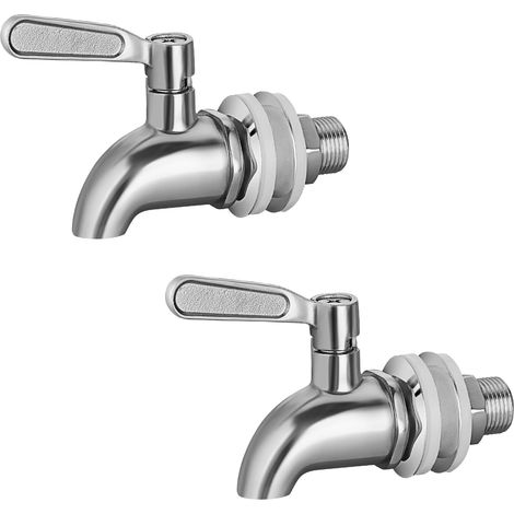Set mit 2 Edelstahl-Ersatzhähnen für Getränkespender, passend für 16-mm-Öffnungen (5/8 Zoll) – bleifreie Ersatzhähne mit polierter Oberfläche (1/5)