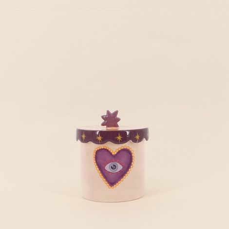 Boîte à souvenirs coeur beige, violette en dolomite 12cm (1/5)