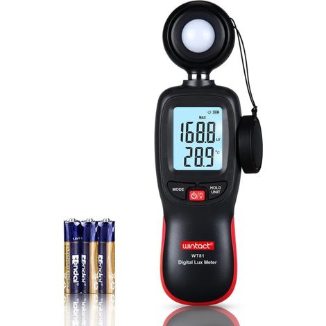 Compteur de lumière numérique portable avec thermomètre – plage 200 000 lux pour jardin, LED et photo (1/4)