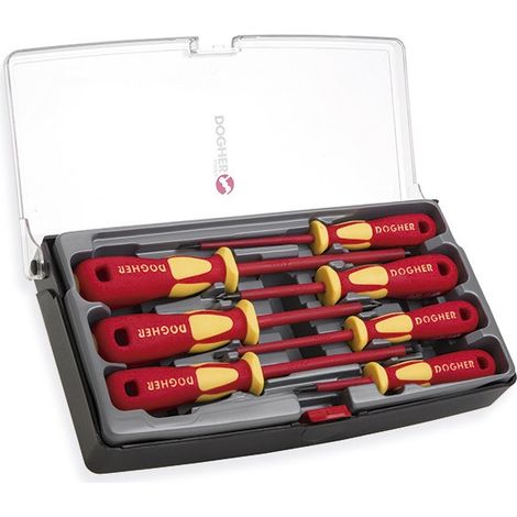 Juego de destornilladores en caja de plástico, 7 piezas, VDE  DOGHER 360-002