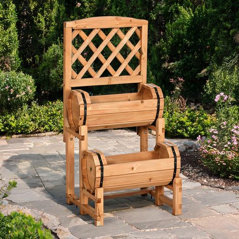 Jardin potager surélevé bois massif laqué avec treillis 80 cm (1/5)