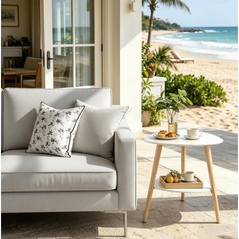 Table d'appoint blanche avec tablette de rangement 50 x 40 x 55 cm HAVRYA (1/5)