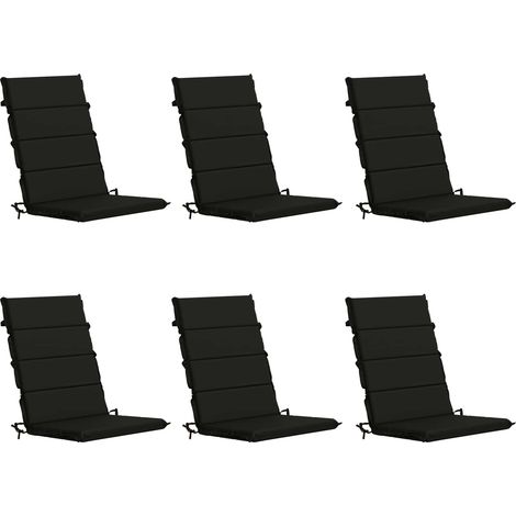 Lot de 6 coussins de chaise à dossier haut GEMERT - 120 × 50 × 5 cm - noir - 100 % polyester (1/4)