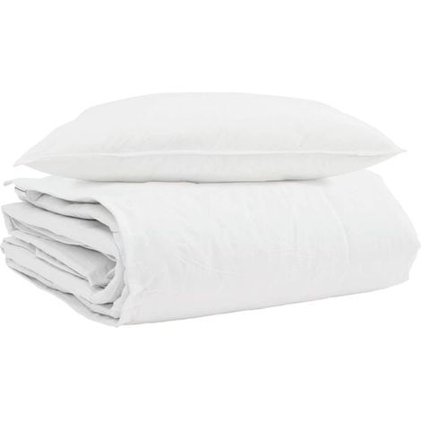 Ensemble de couette d'hiver en duvet de canard (taie d'oreiller incluse), 2 pièces, blanc (1/5)