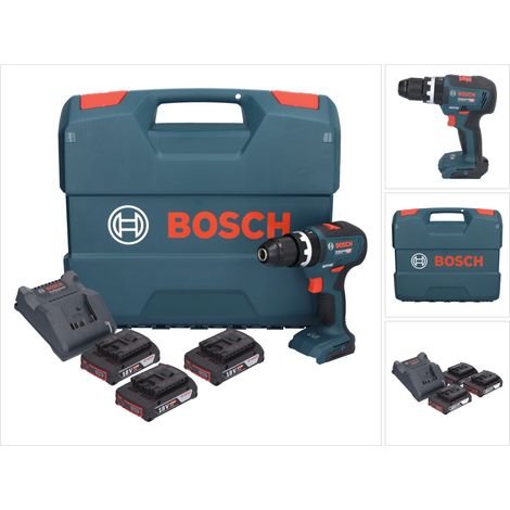 Bosch GSB 18V-55 Professional Perceuse-visseuse à percussion sans fil 18 V 55 Nm Brushless ( 0615990M5V ) + 3x batterie 2,0 Ah + chargeur + coffret