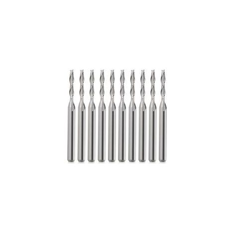 Lntyq Lot de 10 fraises CNC, tige 1/8", tête plate, en métal dur, flûte à double flûte 3,175 mm, spirale, Upcut pour bois, PVC, MDF, bois dur (1/5)