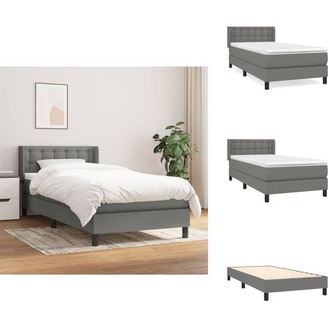 Boxspringbett mit Matratze Dunkelgrau 90x200 cm Stoff - Boxspringbett - Doppelbett - Bettenrahmen - Matratze - Nachttisch (1/5)