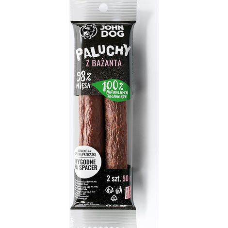 John Dog Golosinas - Palitos Premium 98% carne Paquete de 2 - Palitos de Faisán 2 uds.