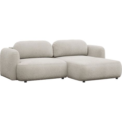 Selsey Tvoya – Ecksofa mit Schlaffunktion, Ottomane rechts, Bouclé Hellbeige