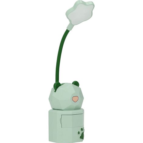 USB-wiederaufladbare, tragbare LED-Schreibtischlampe, warmweißes Nachtlicht, Cartoon-Design mit flexiblem Schlauch, ideal zum Lesen und Lernen, kreative Aufbewahrung, eingebauter Akku, grün (Bärenmode (1/5)