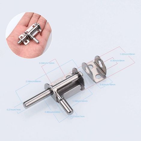 Memkey – Lot de 4 verrous de porte coulissante en acier inox – Antirouille – Installation bilatérale – Pour portes intérieures et extérieures (1/4)