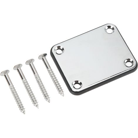 Plaque de fixation carrée en métal pour manche de guitare électrique, 4 trous avec vis, pièces détachées pour basse, couleur argent (1/5)