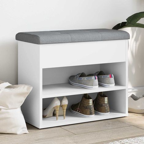 vidaXL Banc à chaussures Blanc 62x32x50 cm Bois d'ingénierie (1/5)