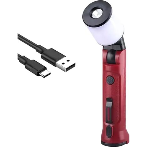 Portable USB Rechargeable Work Lights Pliant Pliant Lampe de Poche Pliant 180 ° Camping de Projecteurs de Réparation d'urgence avec Crochet Suspendu (1/4)