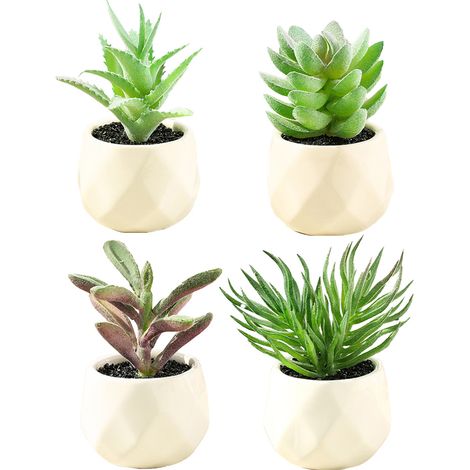 Succulente Artificielle - Pot En Bois - Décoration Intérieure Bureau Salon Étagère - 1 Pièce (1/5)