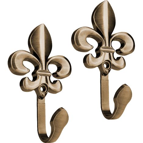 Lot de 2 crochets muraux pour rideaux, en métal gravé de style vintage, supports décoratifs pour salon, salle de bain, dressing.