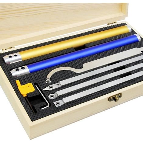 Irovami Outils de tournage sur bois en carbure, ensemble d'outils de tournage sur bois, avec plaquettes rondes/carrées/diamant et poignée interchangeable en alliage d'aluminium (1/5)