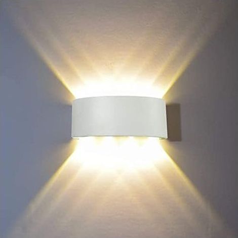 Applique Murale Interieur LED 8W Blanc Lampe Murale Moderne, IP65 Étanche appliques murales exterieures en Aluminium, Up Down Spot Lampe pour Salon Chambre Hall Escalier Pathway (1/5)