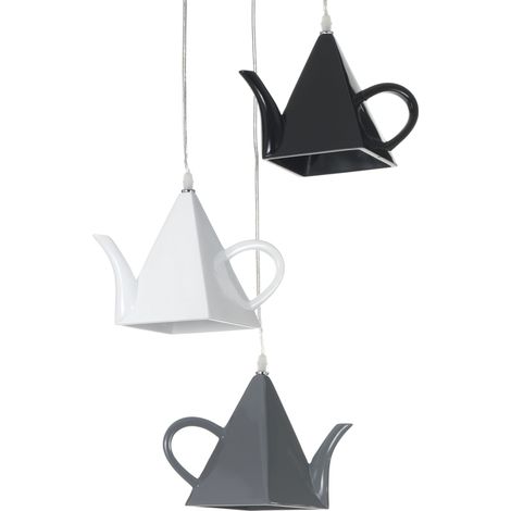 Lampadario in resina nero, bianco e grigio cm.13x13 H18 (1/5)