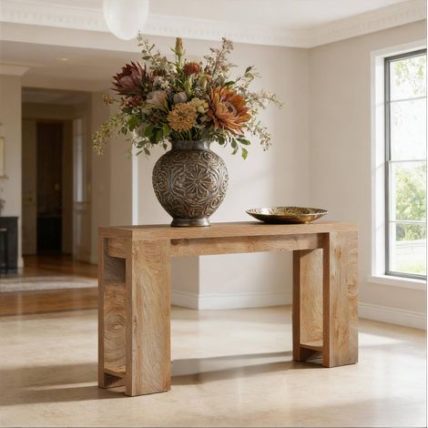 Console d’entrée 160x30x80 cm marron en bois style rustique multifonction (1/5)