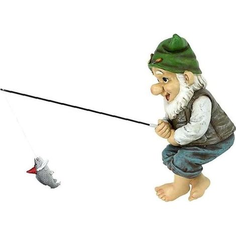 Gartenzwerg-Statue "Angler" aus Harz - Dekorative Gartenverzierung