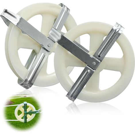 Confezione da 2 carrucole per stendibiancheria - Ruota in nylon da 5 pollici con asse in alluminio, antiruggine e resistente alle intemperie, per esterni