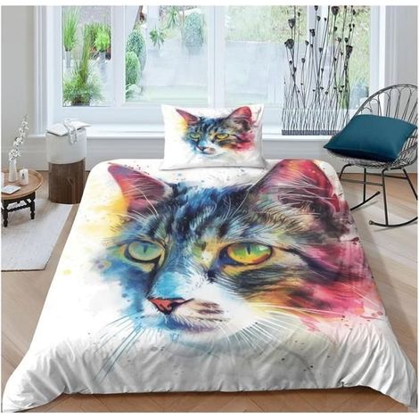 Mignon chaton Impression 3D Housse De Couette Ensemble De Literie Pour Adultes Adolescents Enfants 3 Pièces (240x260cm) - IAY (1/4)