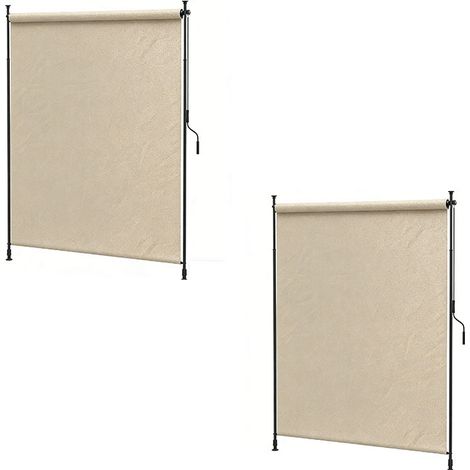 2er-Set senkrechtmarkise 200 x 292 cm vertikale Markise einziehbarer Sonnenschutz verstellbare Seitenmarkise Windschutz aus Aluminium in Sand